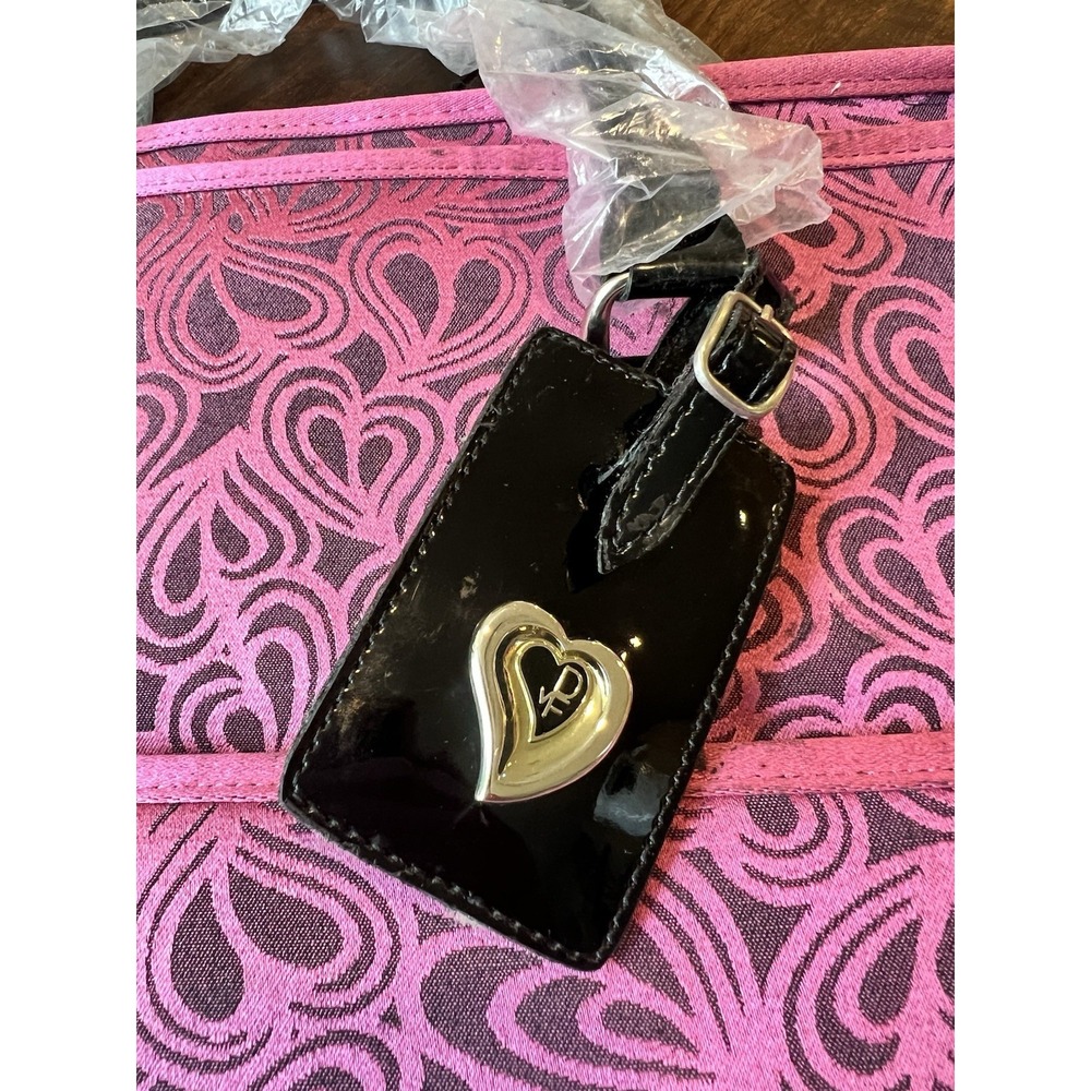 Diane Von Furstenberg DVF Pink Hearts Luggage Garment Bag Weekender Travel New - Picture 4 of 12
